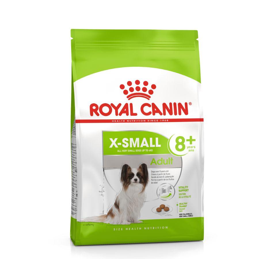 Royal Canin X-Small Adulto 8+ 1KG: Alimento para perros de razas muy pequeñas mayores de 8 años. Favorece la vitalidad, salud digestiva y urinaria. Croquetas adaptadas para mandíbulas pequeñas. 🐶🍲🐾