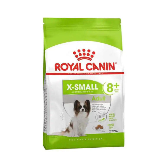 Royal Canin X-Small Adulto 8+ 1KG: Alimento para perros de razas muy pequeñas mayores de 8 años. Favorece la vitalidad, salud digestiva y urinaria. Croquetas adaptadas para mandíbulas pequeñas. 🐶🍲🐾