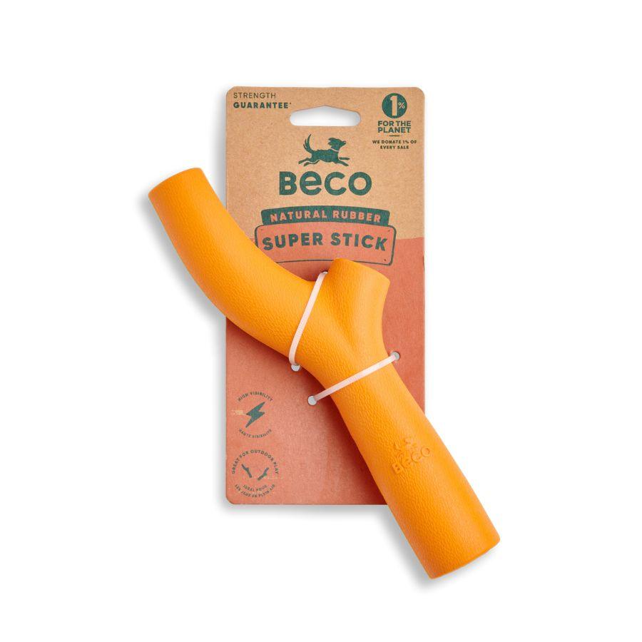 Super Stick Goma Natural, juguete resistente y seguro para perros. Hecho de goma natural, ideal para masticación y juegos interactivos. Disponible en colores brillantes.