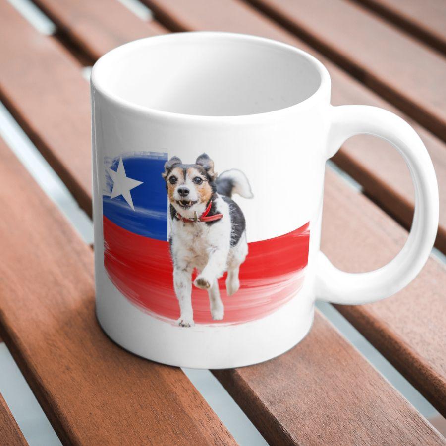 Tazas Personalizadas Diseño Bandera Chilena con Foto de tu Mascota ❤️: Inmortaliza a tu peludito en una taza para acompañarte cada mañana. Ideal para regalar 🎁.