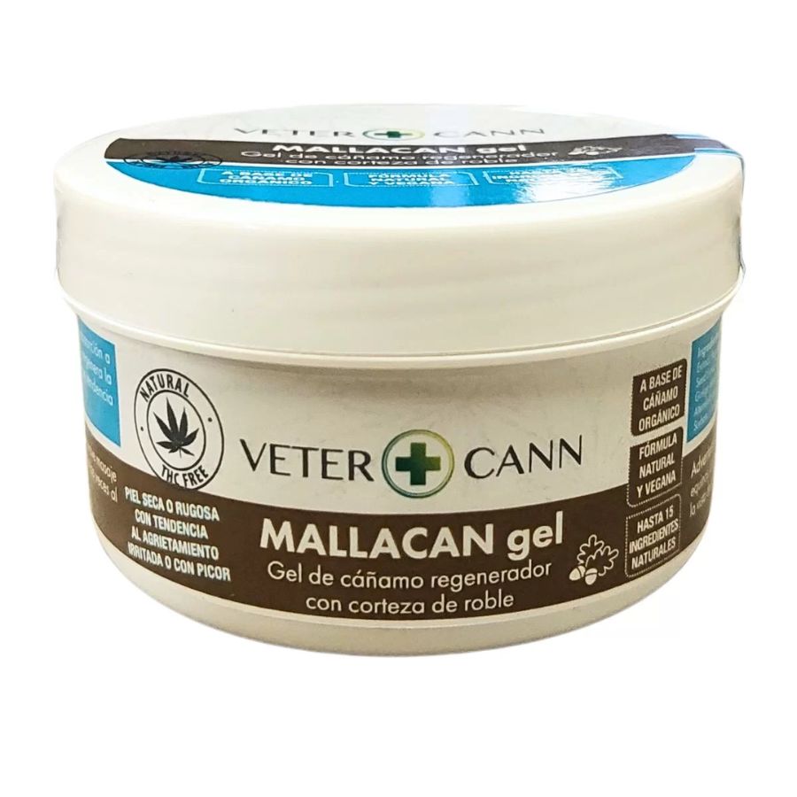 Vetercann Mallacan Gel Regenerador 100ml es ideal para piel seca, irritada o agrietada en mascotas 🐾. Fórmula natural con rápida absorción.