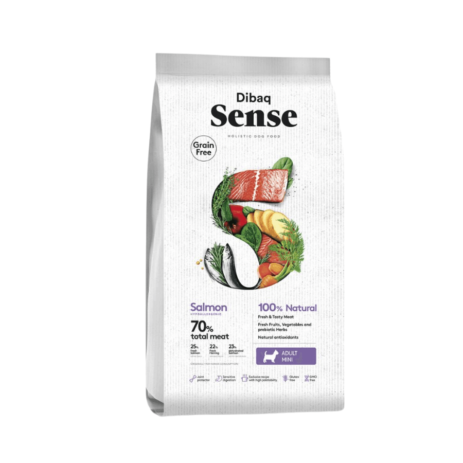 Dibaq Sense Adulto Salmon MINI 0.5KG: Nutrición completa y salud articular para perros de raza pequeña. 🐾