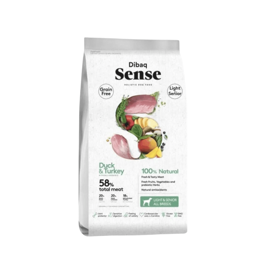 Dibaq Sense Pavo y Pato Light 12KG: Nutrición saludable para perros senior con control de peso. 🐶