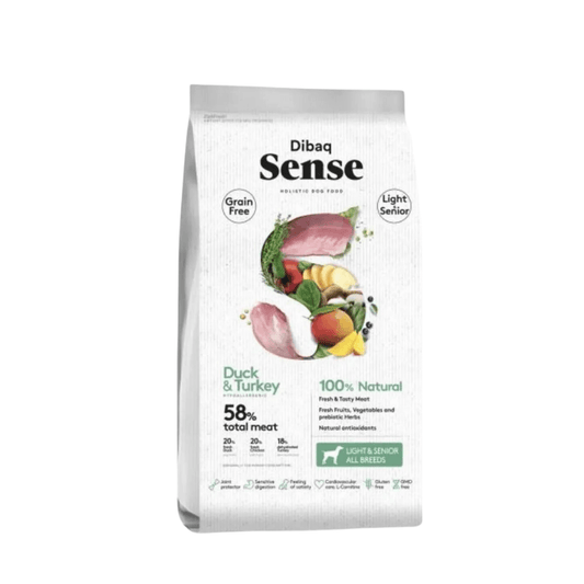 Dibaq Sense Pavo y Pato Light 12KG: Nutrición saludable para perros senior con control de peso. 🐶