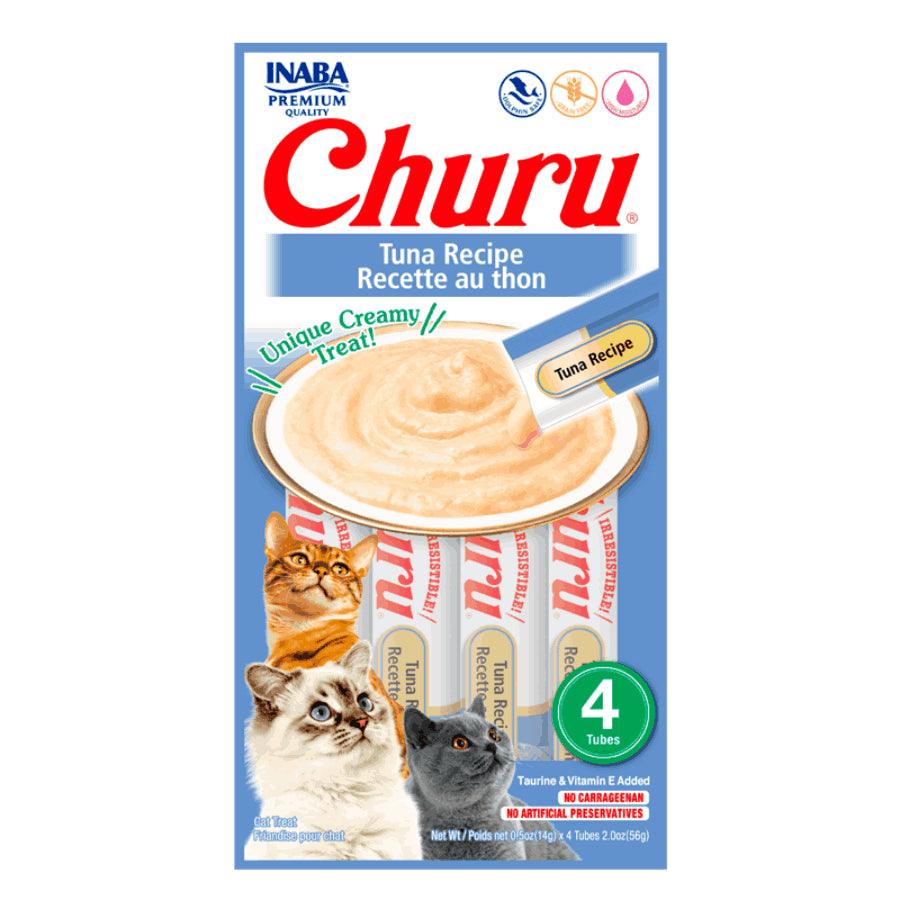 Snack cremoso Churu Atún: puré de atún real, hidratación y sabor máximo. Sin granos, ideal para combinar con alimentos o medicinas. 🐱🐟