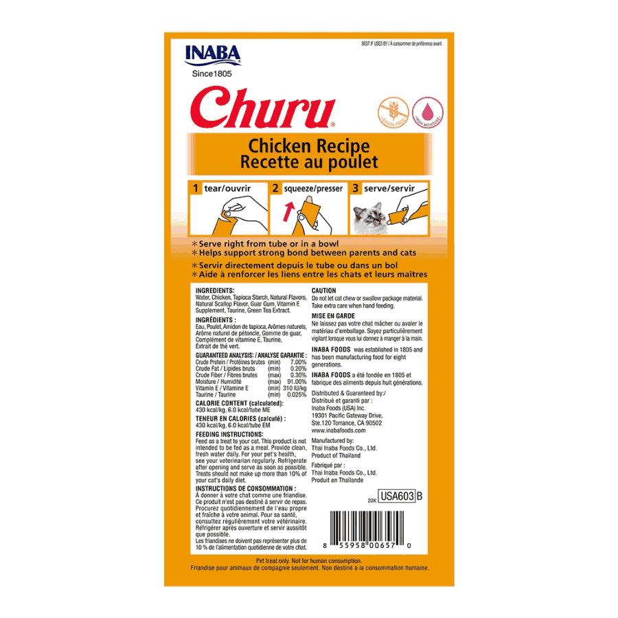 Churu Sabor Pollo: Snack cremoso de pechuga de pollo para gatos, ideal para hidratación y salud. Libre de granos, perfecto para administrar medicamentos. 🐱🍗