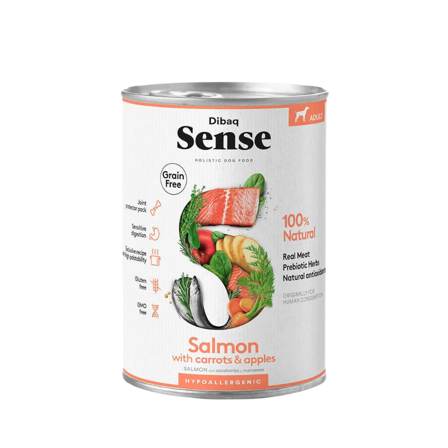 Dibaq Sense Alimento Húmedo Salmón Lata: Nutrición hipoalergénica para perros. ¡Sabores naturales para su bienestar! 🐾