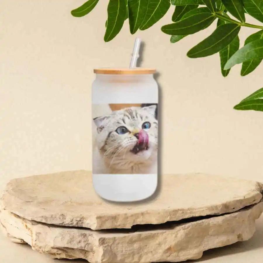 Vaso Empavonado Personalizable con Foto de Mascota y Tapa de Bambú 🐶😺 | Elegante y Sostenible - Lleva a tu mascota contigo con este vaso empavonado de 550ml.