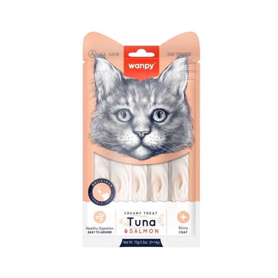 Descubre Wanpy Creamy Treat Atún & Salmón para Gatos, un snack premium 100% natural para gatos de más de 3 meses. Textura suave, libre de granos, fácil de digerir y sin colorantes ni preservantes. ¡Una recompensa saludable para tu gathijo! 🐾