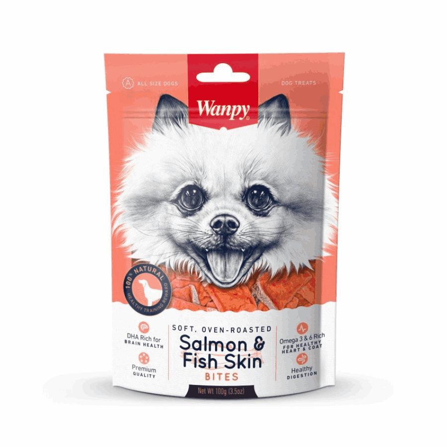 Descubre Wanpy Salmon & Fish Skin, un snack premium 100% natural para perros de todas las edades. Textura suave, alto en Omega 3, Omega 6, RHA y rico en proteínas para una mejor salud de su cerebro y su corazoncito. ¡Una recompensa saludable para tu perrhijo! 🐾