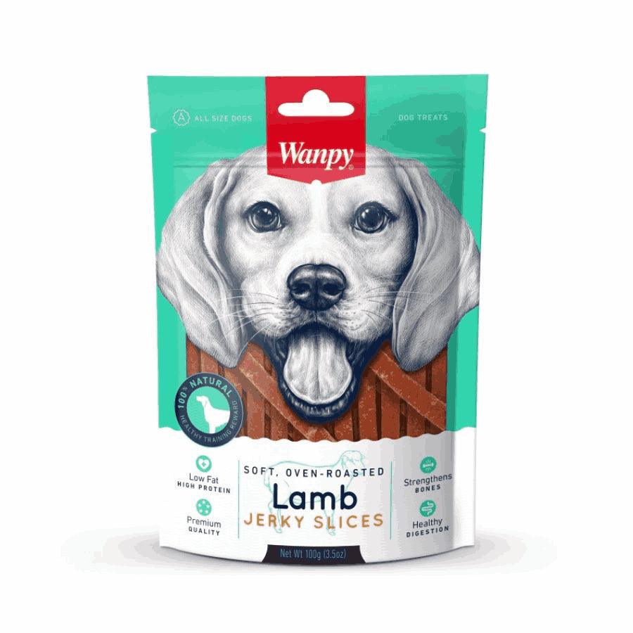 Descubre Wanpy Soft Lamb Jerky Slices, un snack premium 100% natural para perros de todas las edades. Textura suave, bajo en grasas, y rico en proteínas. ¡Una recompensa saludable para tu perrhijo! 🐾